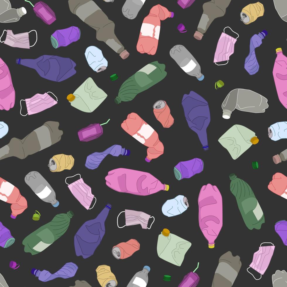 ensemble d'illustration vectorielle de bouteilles en plastique froissées. le concept de sauver la planète et de collecter les déchets plastiques pour les recycler. vecteur