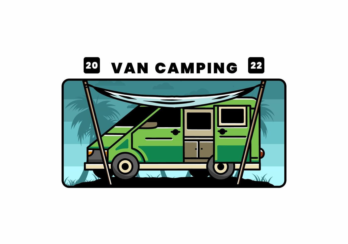 conception d'illustration de van camper et flysheet vecteur