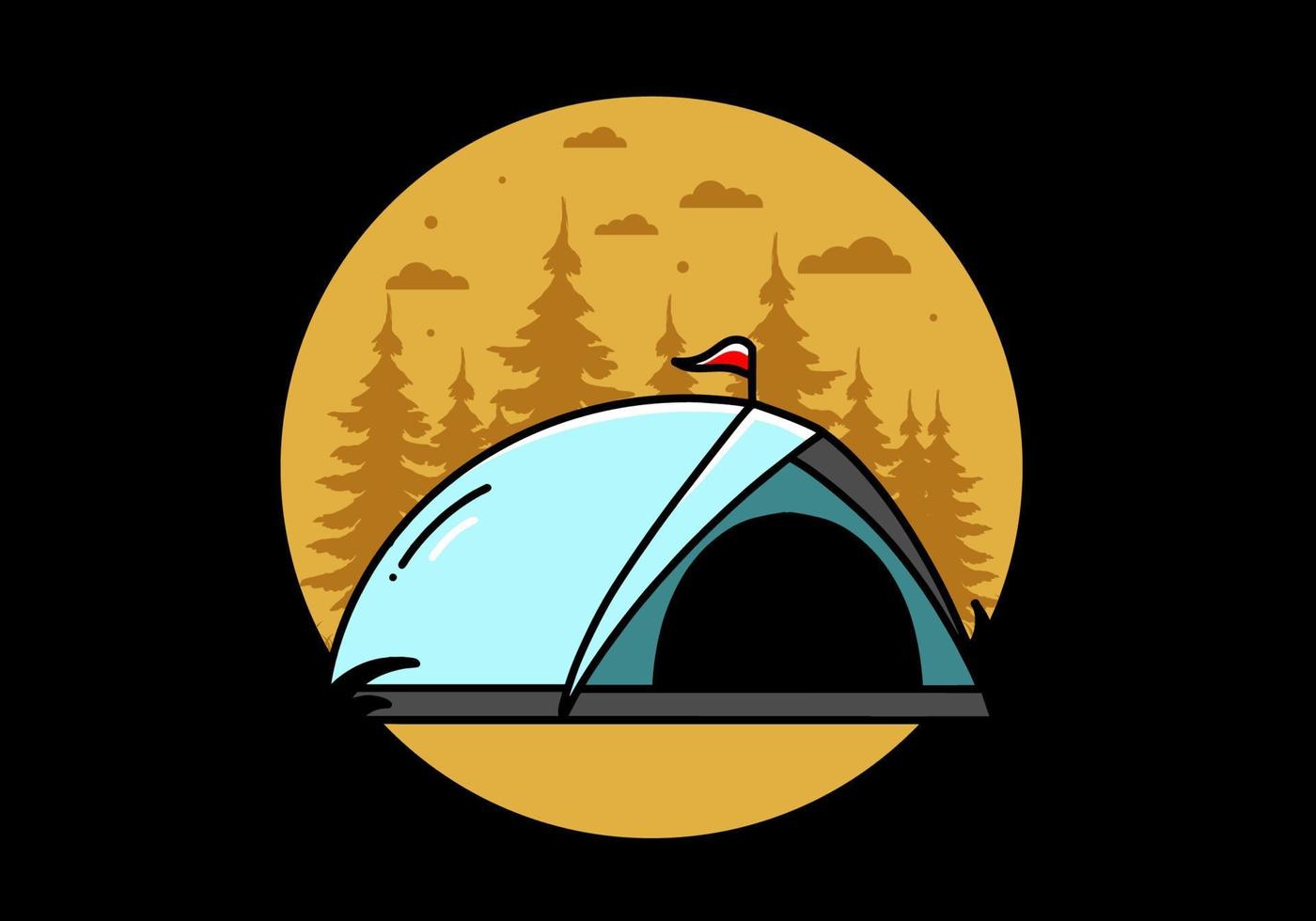 conception de badge illustration camping tente dôme vecteur