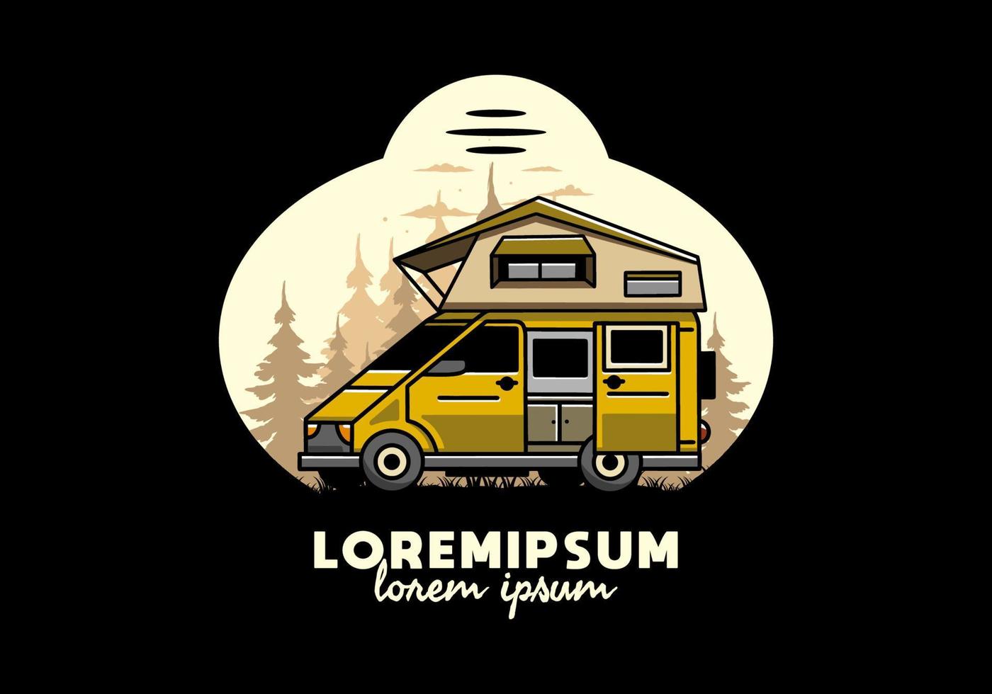 camping sur la conception d'illustration de voiture de toit vecteur