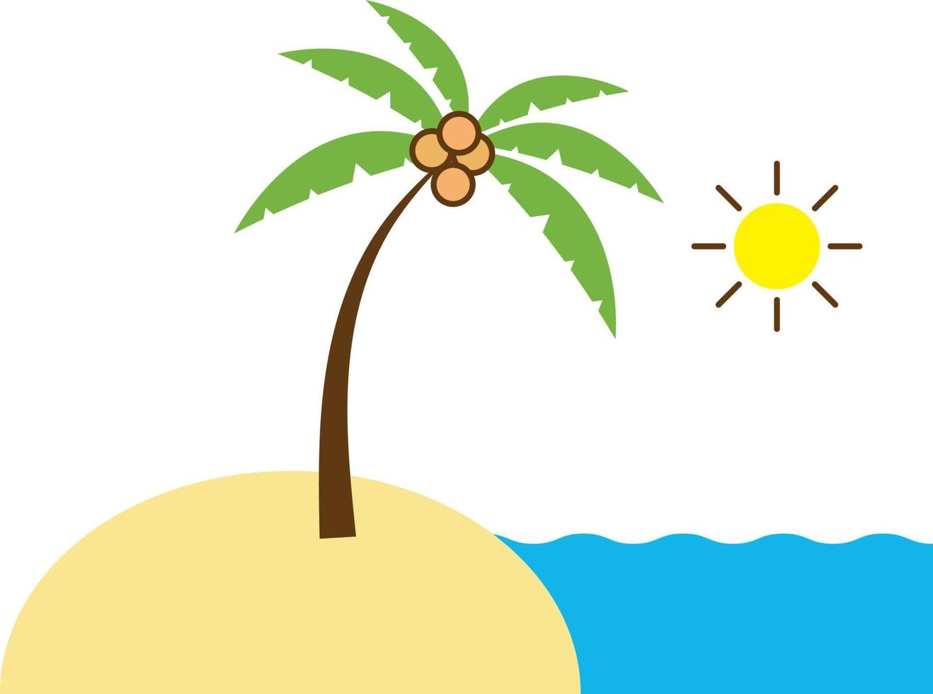 cocotier de dessin animé sur une plage d'île vecteur