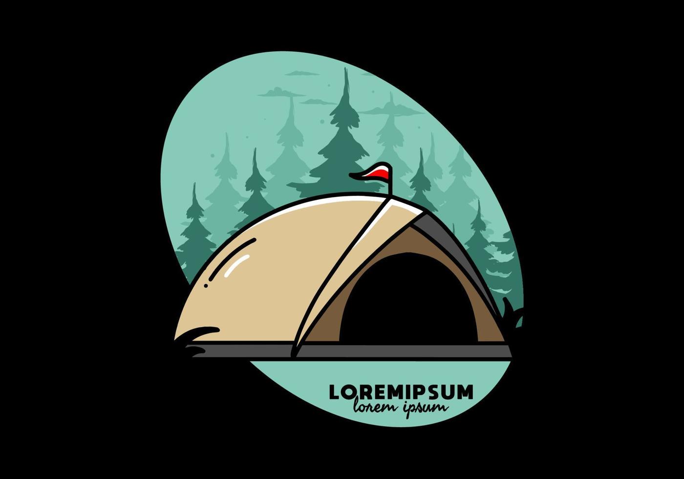 conception de badge illustration camping tente dôme vecteur