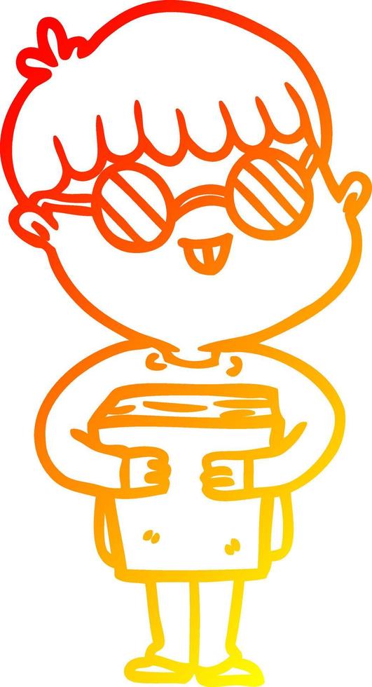 ligne de gradient chaud dessin dessin animé garçon portant des lunettes vecteur