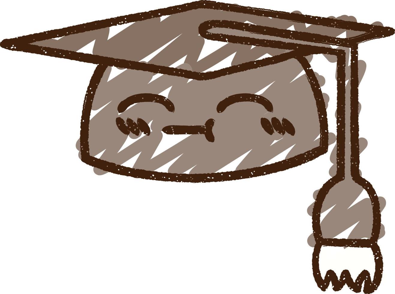 dessin à la craie de bonnet de graduation vecteur