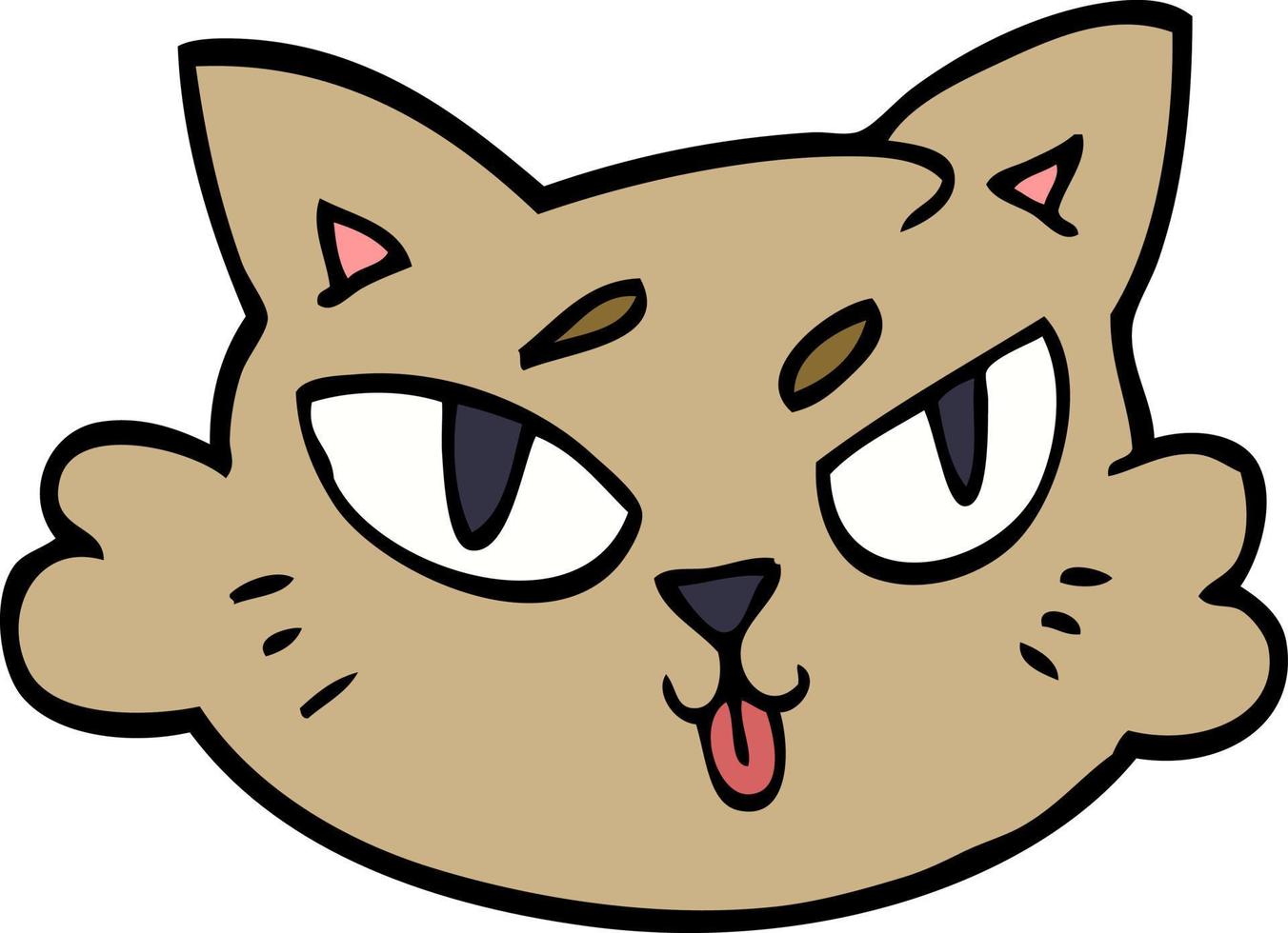 dessin animé doodle d'un visage de chat vecteur