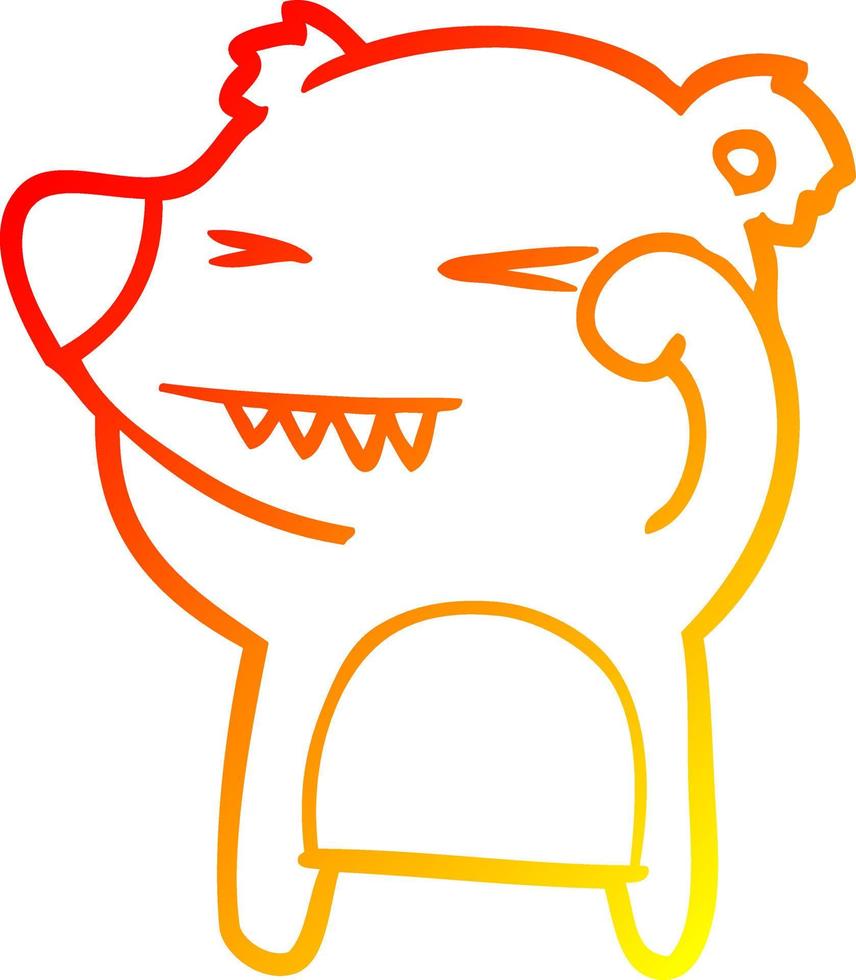 dessin de ligne de gradient chaud dessin animé ours en colère vecteur