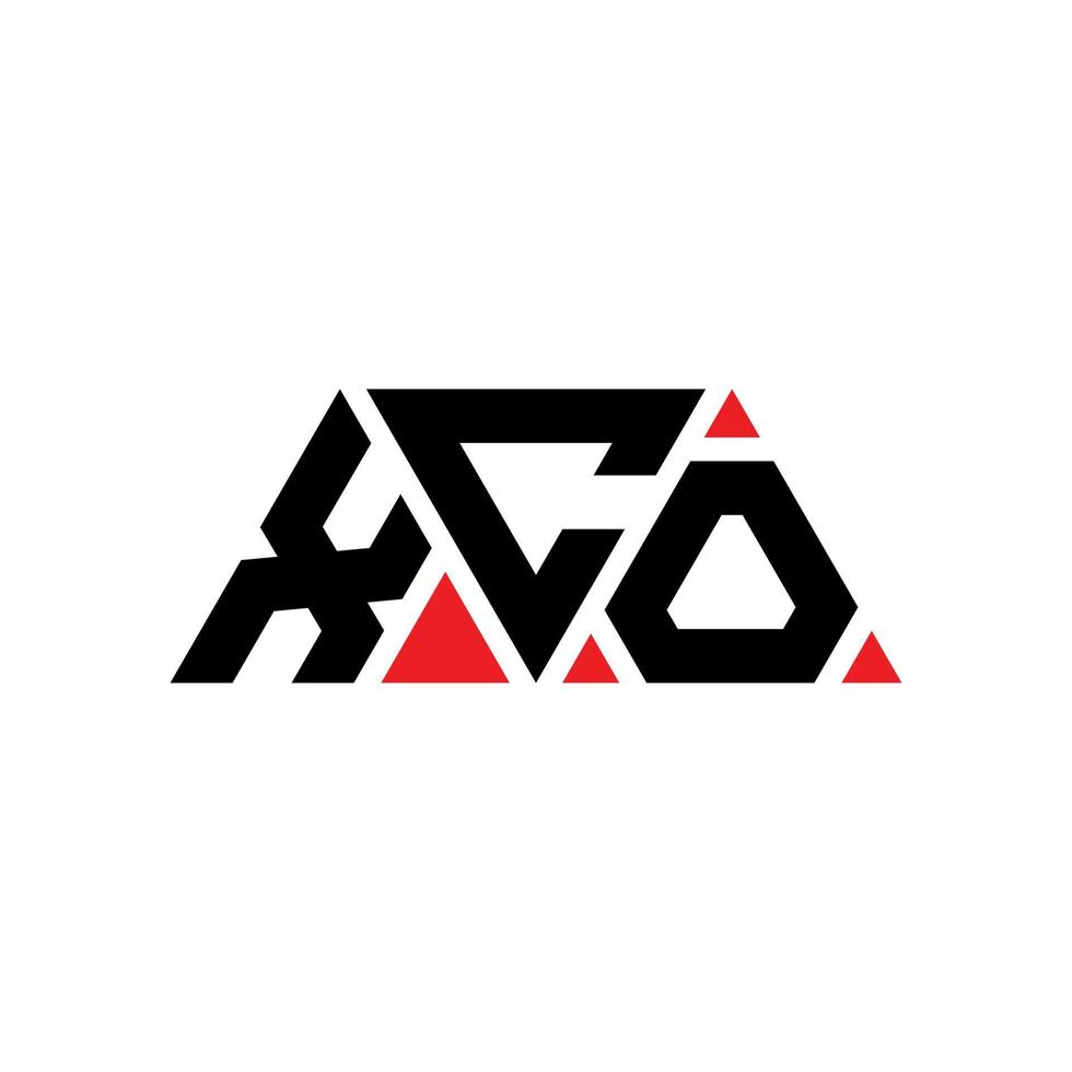 création de logo de lettre triangle xco avec forme de triangle. monogramme de conception de logo triangle xco. modèle de logo vectoriel triangle xco avec couleur rouge. logo triangulaire xco logo simple, élégant et luxueux. xco