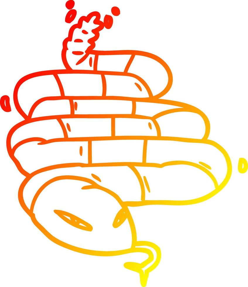 ligne de gradient chaud dessinant un serpent venimeux de dessin animé vecteur