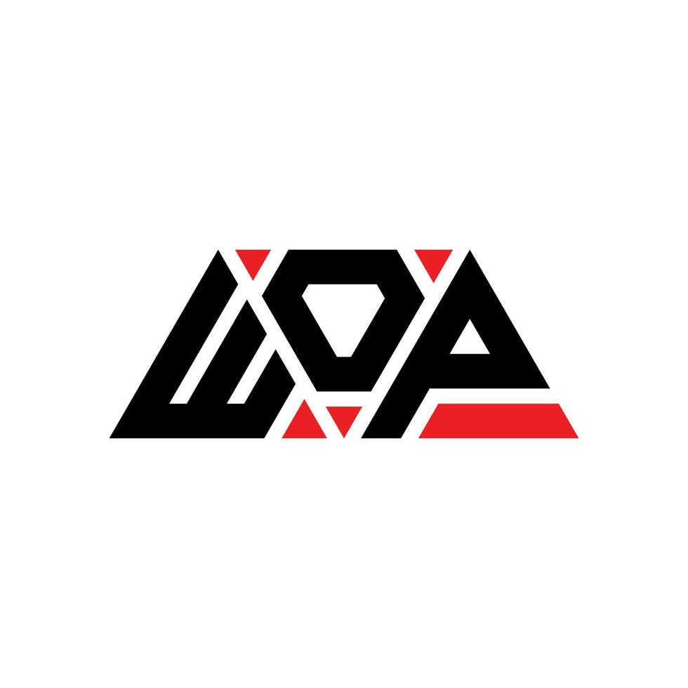 création de logo de lettre triangle wop avec forme de triangle. monogramme de conception de logo triangle wop. modèle de logo vectoriel triangle wop avec couleur rouge. logo triangulaire wop logo simple, élégant et luxueux. oups