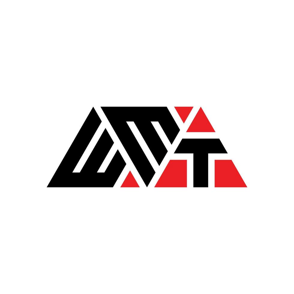 création de logo de lettre triangle wmt avec forme de triangle. monogramme de conception de logo wmt triangle. modèle de logo vectoriel triangle wmt avec couleur rouge. wmt logo triangulaire logo simple, élégant et luxueux. wmt