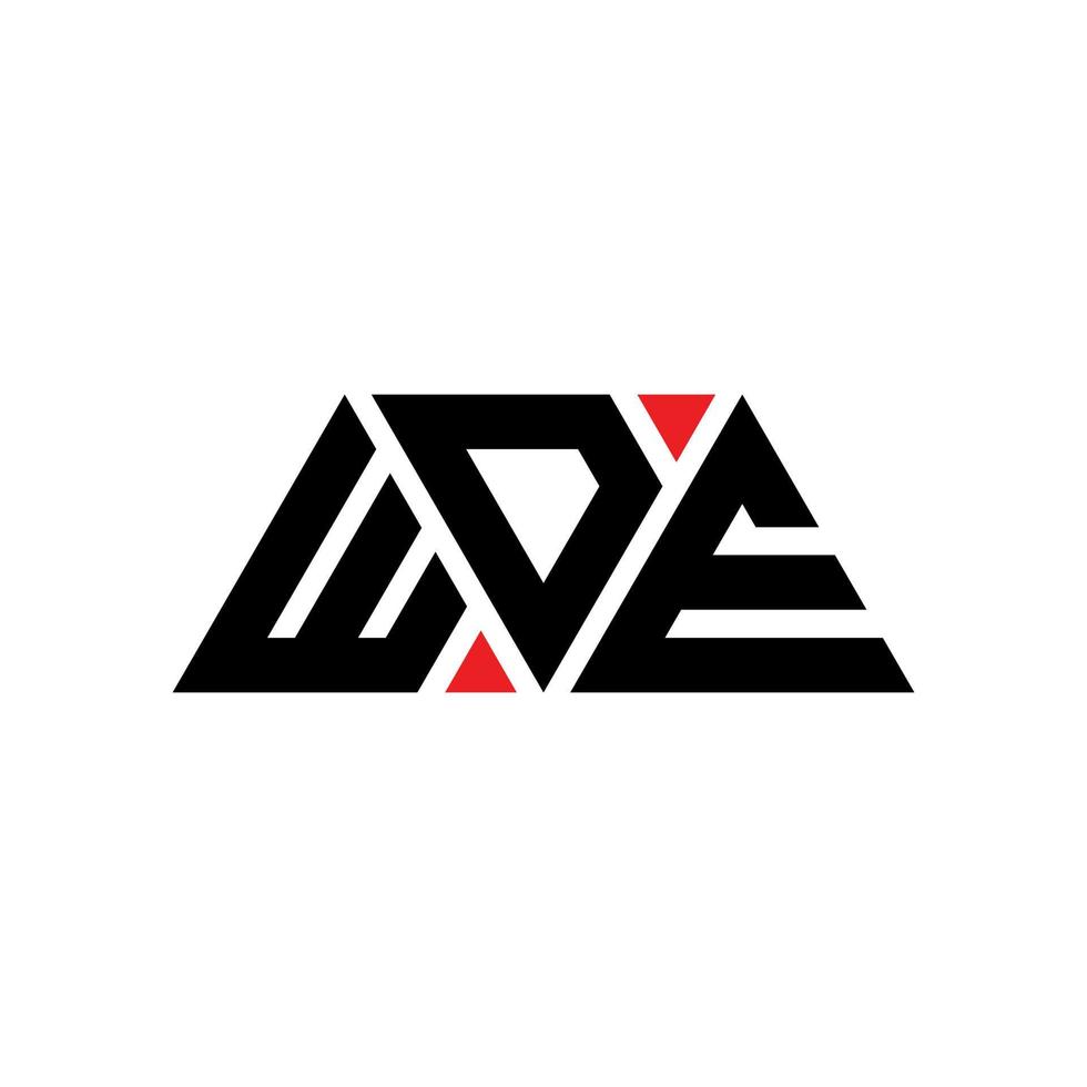 création de logo de lettre triangle wde avec forme de triangle. monogramme de conception de logo triangle wde. modèle de logo vectoriel triangle wde avec couleur rouge. wde logo triangulaire logo simple, élégant et luxueux. wde