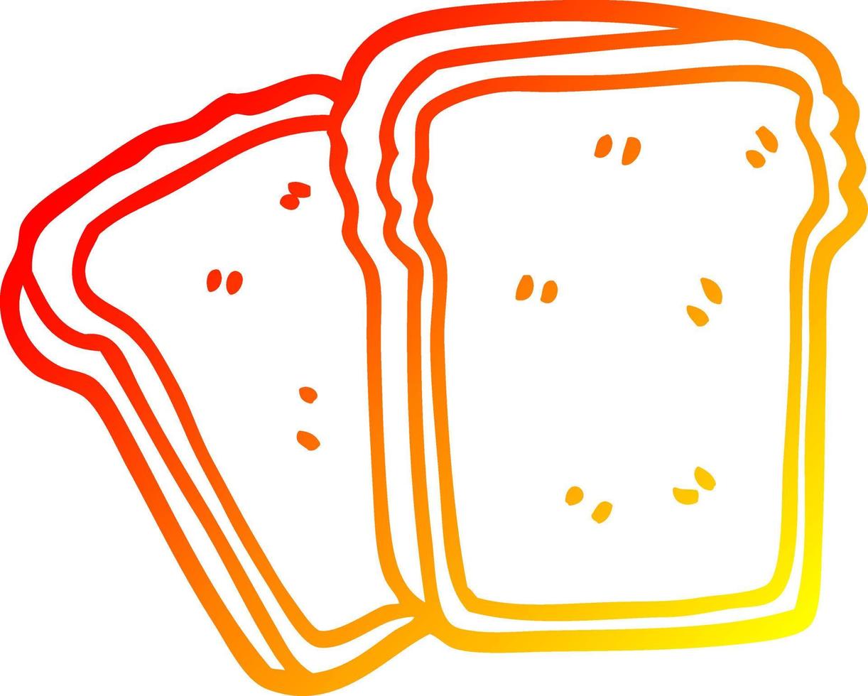 toast de dessin animé de dessin de ligne de gradient chaud vecteur