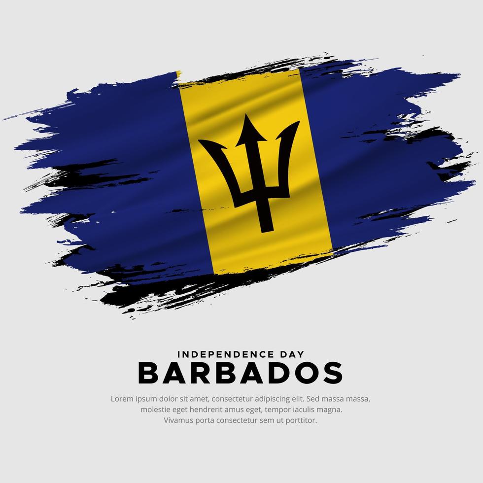 nouveau design du vecteur de la fête de l'indépendance de la barbade. drapeau de la barbade avec vecteur de brosse abstraite