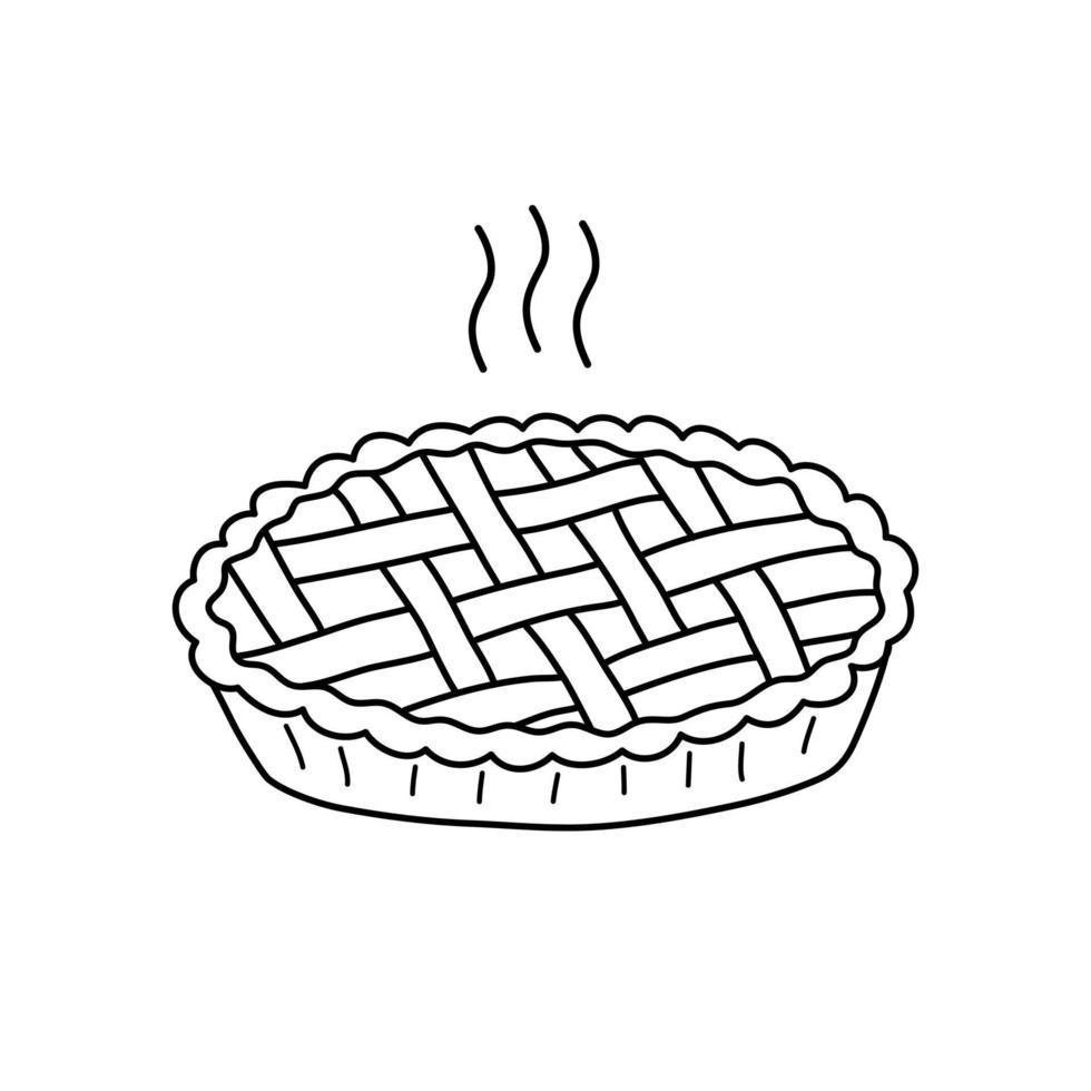 tarte maison fraîche dans un style doodle. vecteur