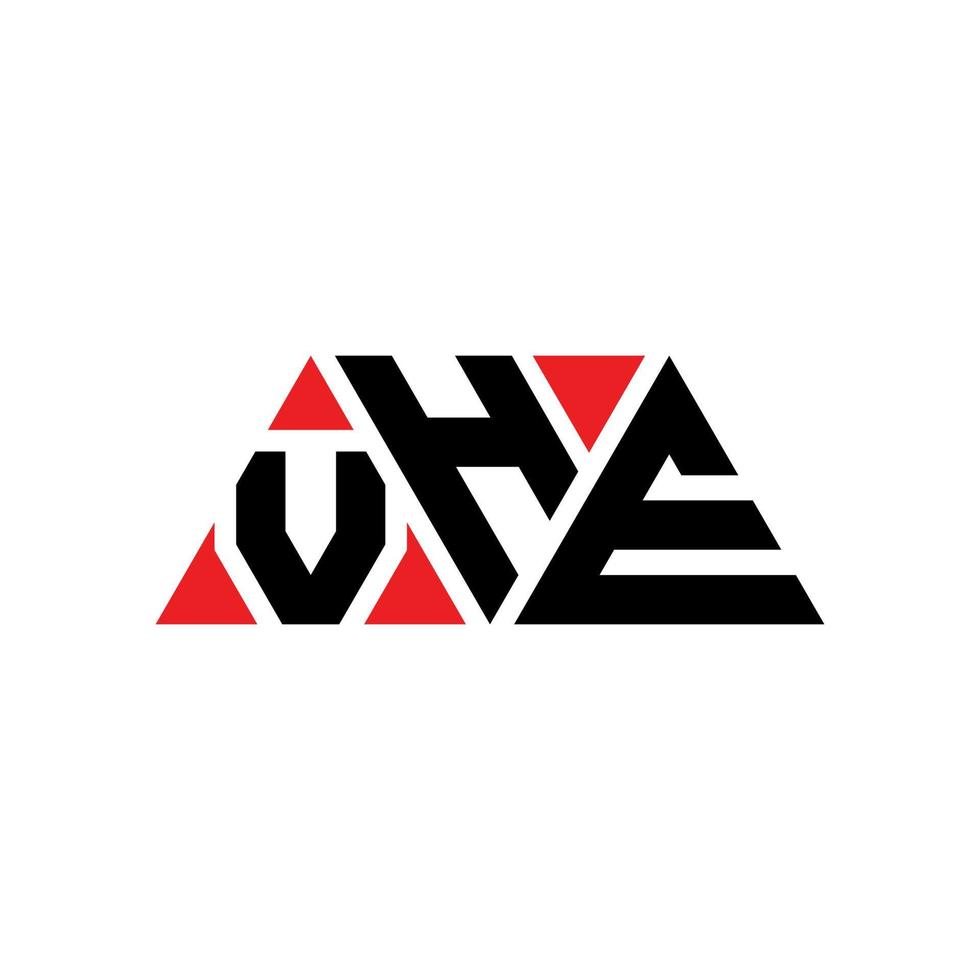 création de logo de lettre triangle vhe avec forme de triangle. monogramme de conception de logo vhe triangle. modèle de logo vectoriel triangle vhe avec couleur rouge. vhe logo triangulaire logo simple, élégant et luxueux. vhe