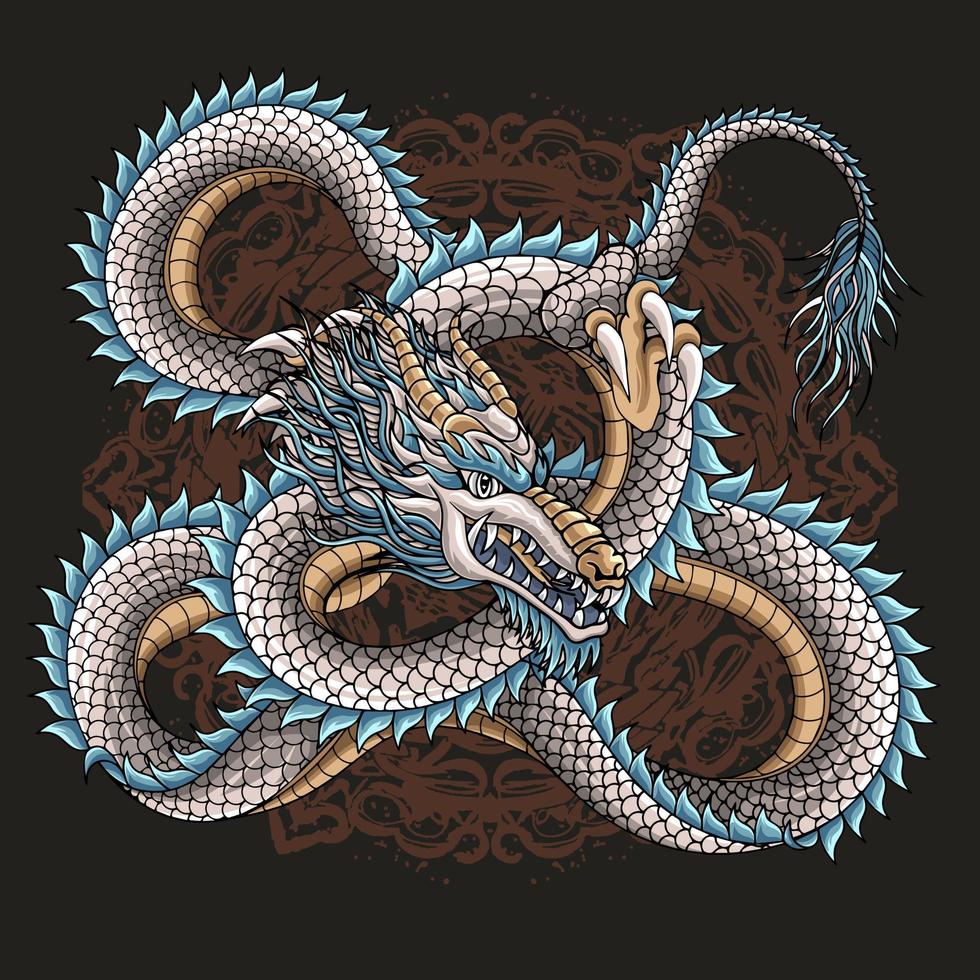 illustration d'œuvres d'art de dragon légendaire vecteur