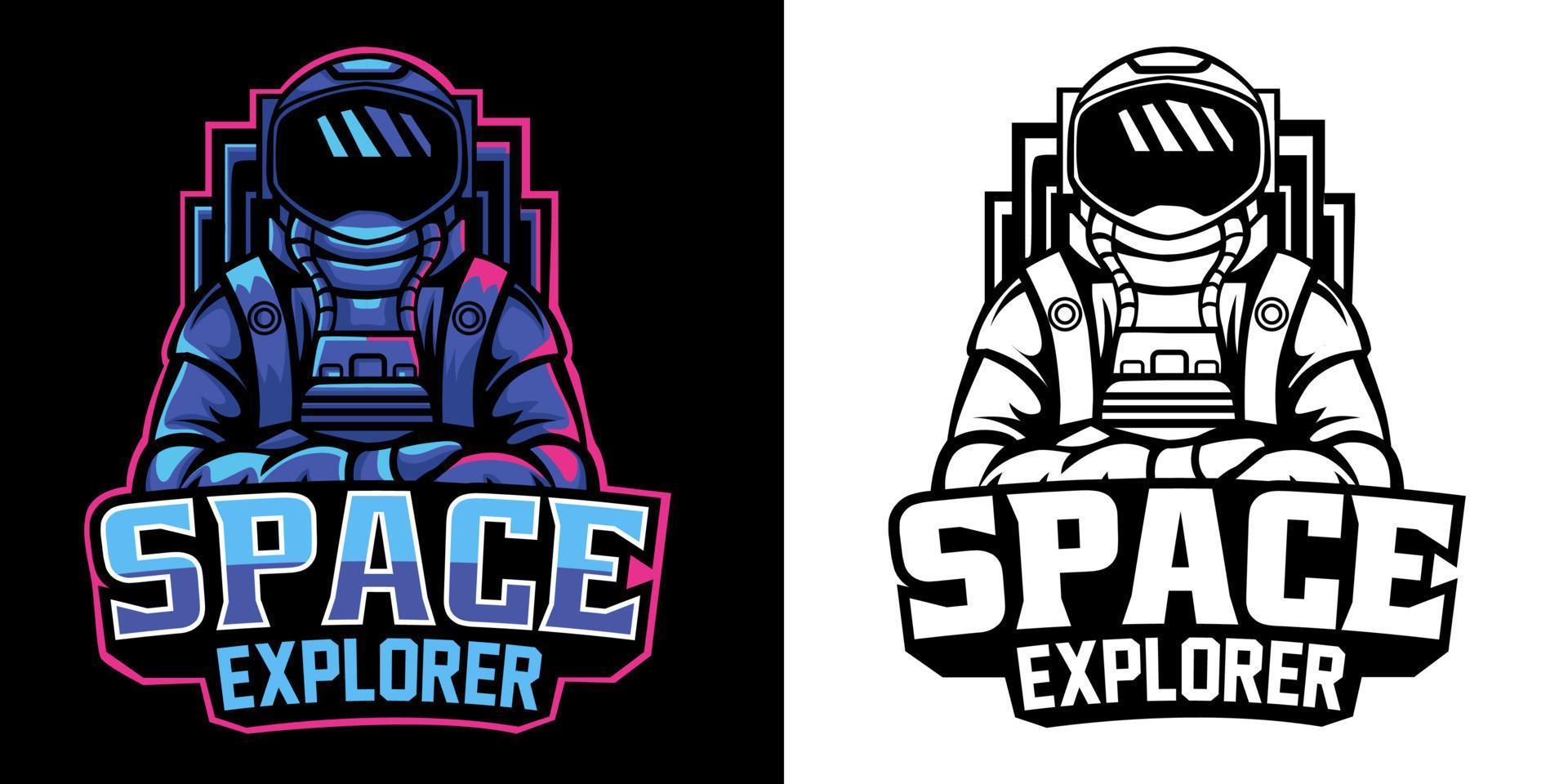 logo mascotte astronaute explorateur spatial vecteur