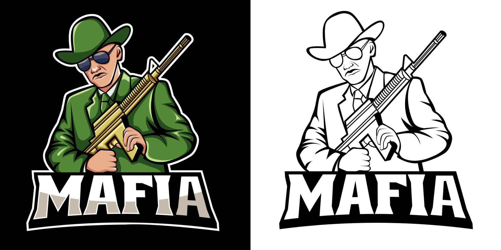 création de logo esport tireur d'élite mafieux vecteur