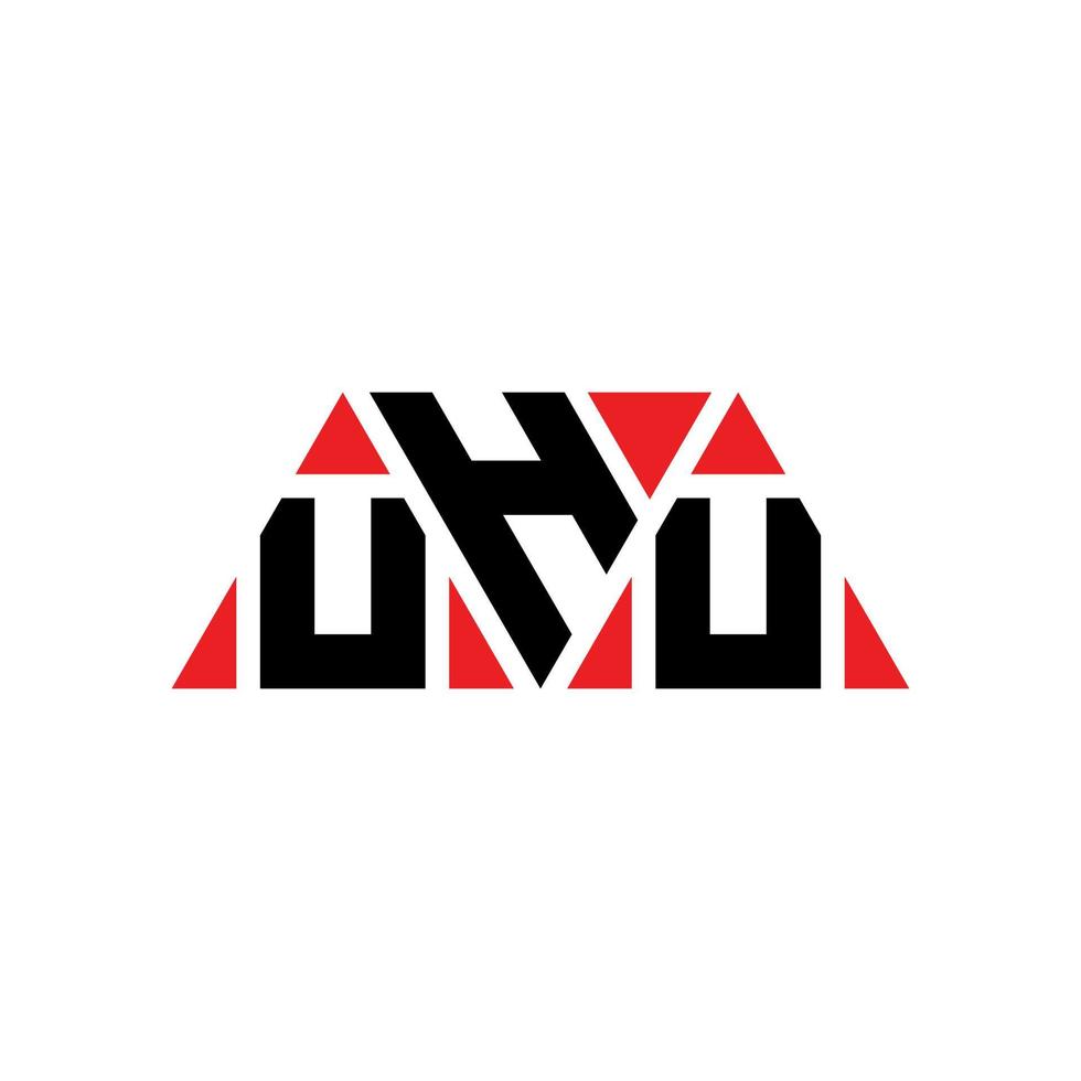 création de logo de lettre triangle uhu avec forme de triangle. monogramme de conception de logo triangle uhu. modèle de logo vectoriel triangle uhu avec couleur rouge. logo triangulaire uhu logo simple, élégant et luxueux. euh