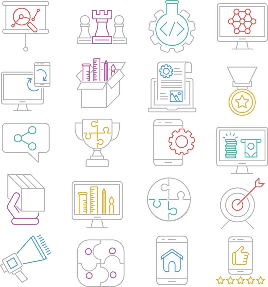 icônes de ligne mince ensemble d'icônes d'optimisation de moteur de recherche, pack de pictogrammes simple ligne mono, concept de logo vectoriel, graphique web. icônes vectorielles. vecteur