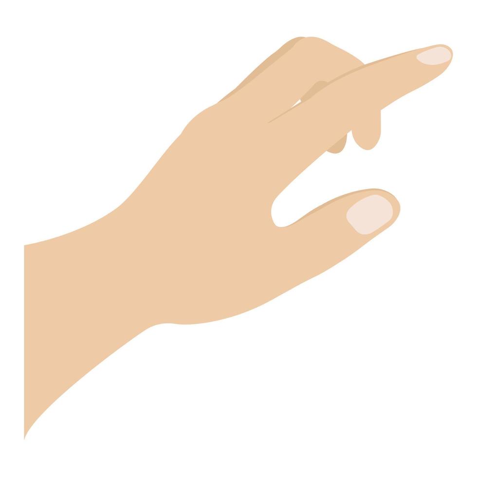 geste de la main. main avec index levé dans un style plat isolé sur fond blanc. l'index pointe ou touche quelque chose. illustration vectorielle. vecteur