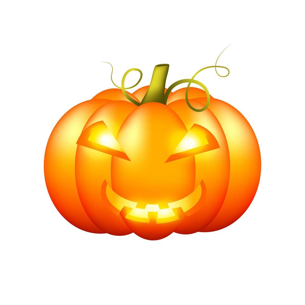 citrouille d'halloween sur fond blanc. lanterne de citrouille d'halloween orange. objet isolé. illustration de dessin animé de vecteur. vecteur