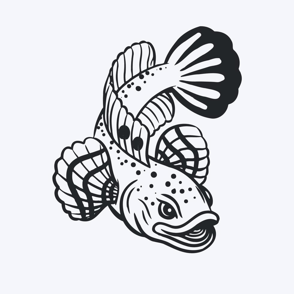 logo de poisson local noir blanc, poisson local, poisson d'asie vecteur