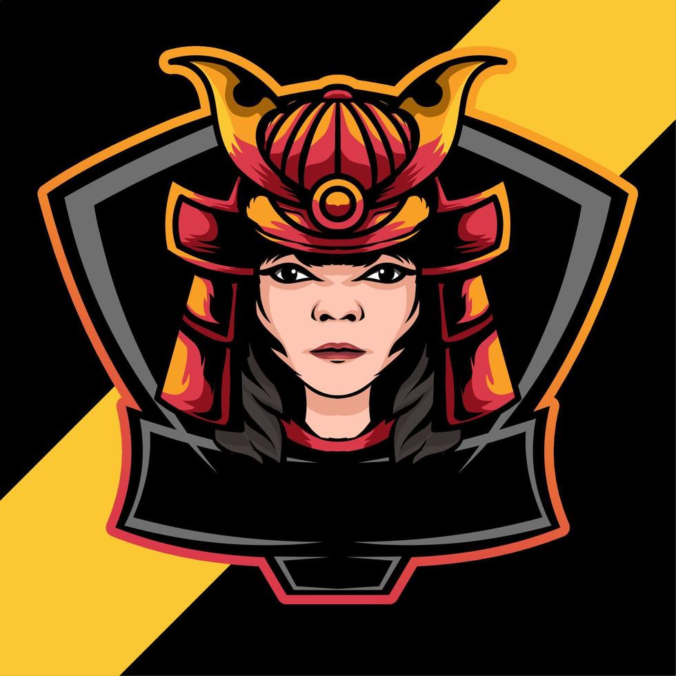 logo esport, femme avec casque de samouraï, digne du logo de l'équipe, logo de l'équipe de jeu logo, vecteur