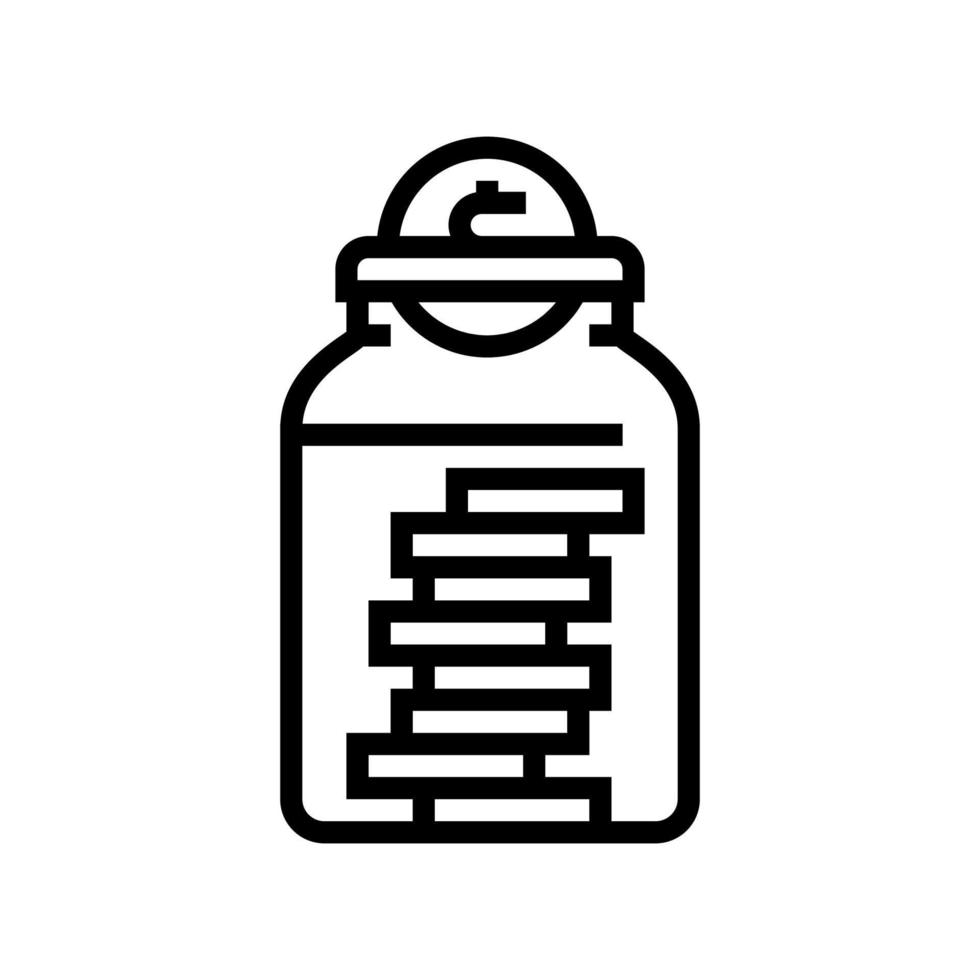 collecte de pièces dans l'illustration vectorielle de l'icône de la ligne de la bouteille vecteur