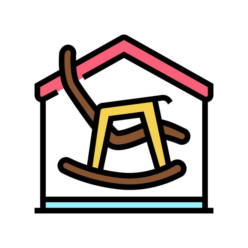 fauteuil à bascule dans l'illustration vectorielle de l'icône de couleur de la maison vecteur