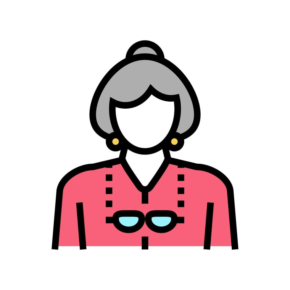 femme âgée, grand-mère, couleur, icône, vecteur, illustration vecteur