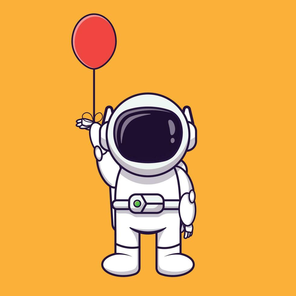 caricature d'icône de vecteur d'astronaute planant avec des ballons. notion de fantaisie. conception simple haut de gamme