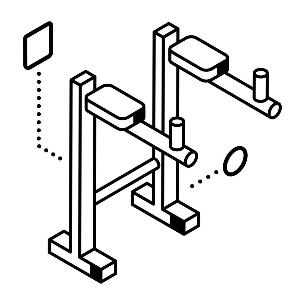une icône isométrique de ligne de machine de fitness vecteur