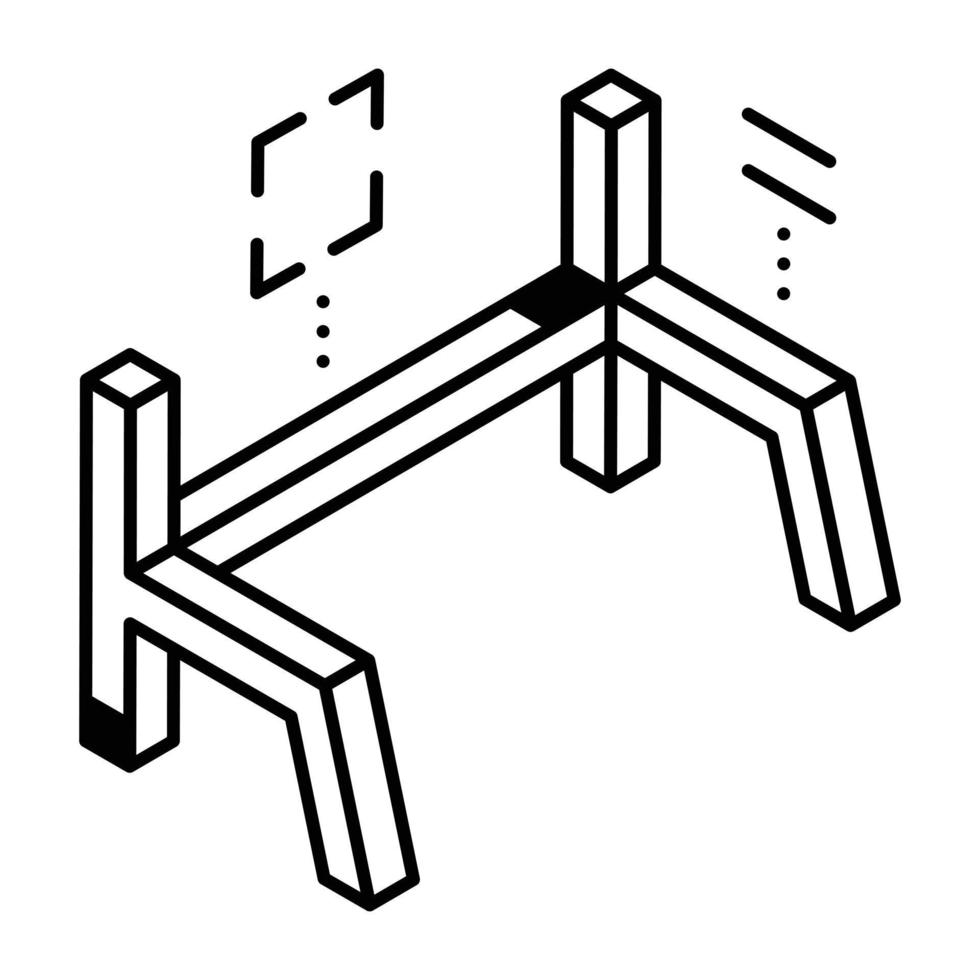 une icône isométrique de ligne de machine de bras de gym vecteur