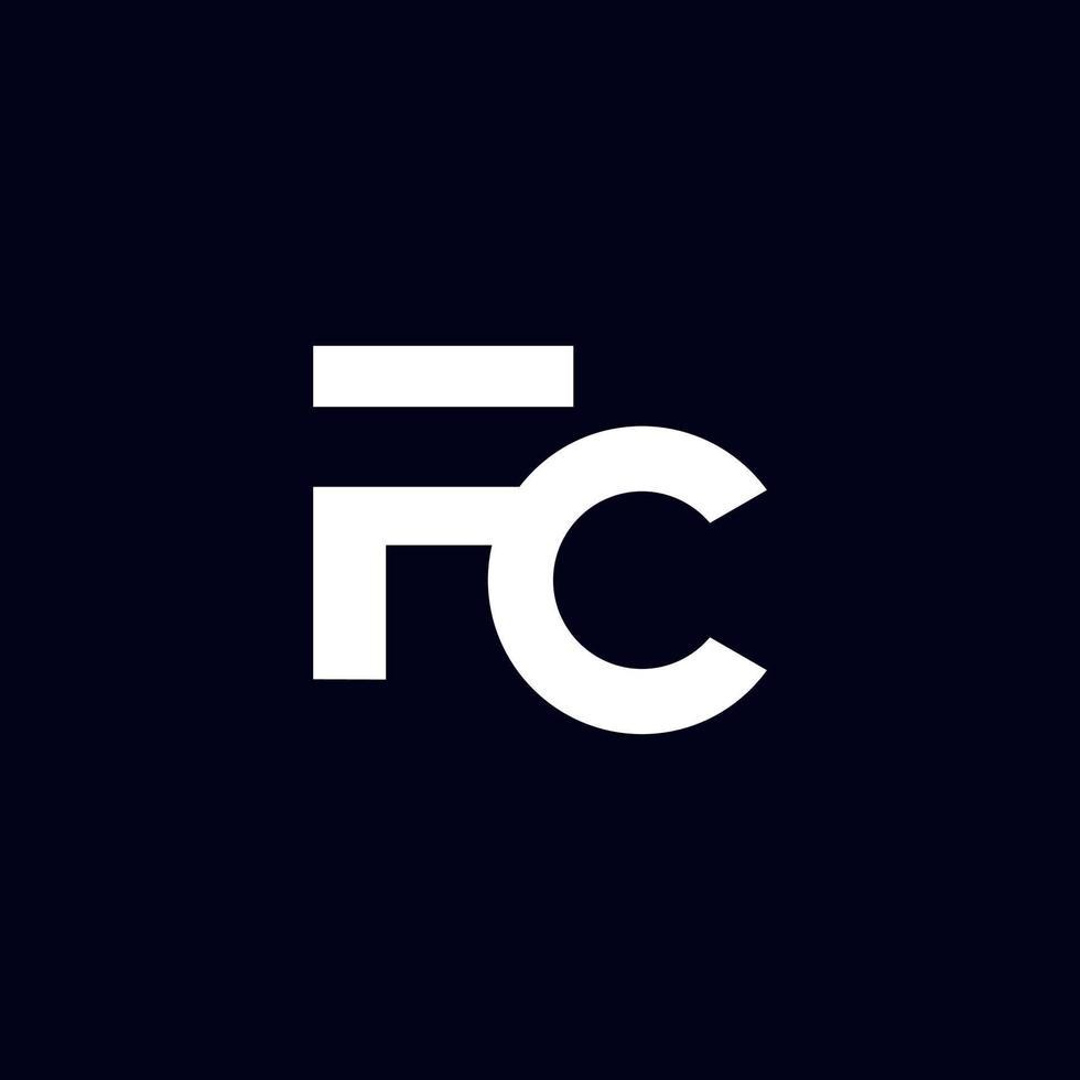 création de logo de lettre fc avec couleur blanche vecteur