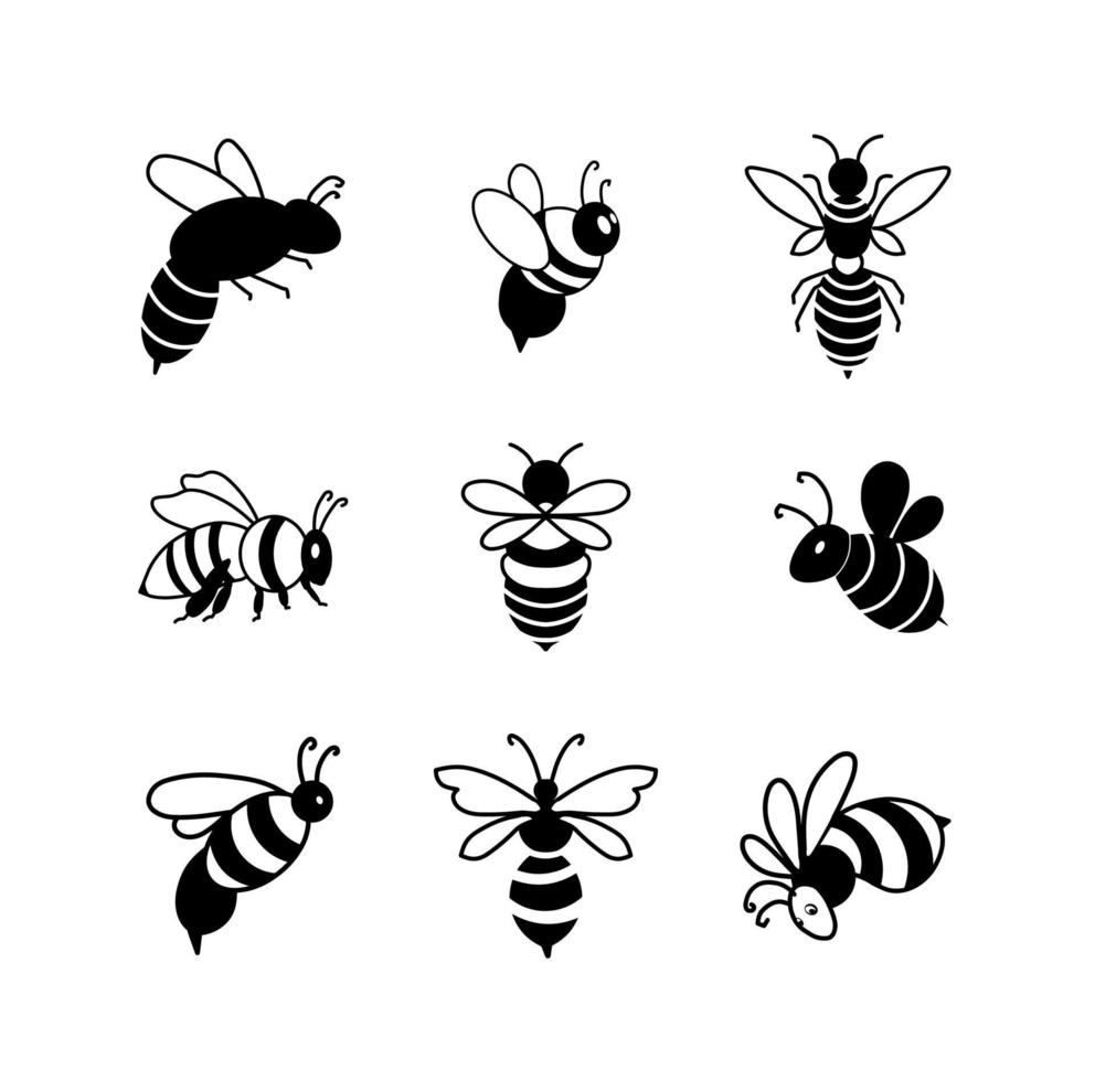 collection de vecteurs d'abeilles noires vecteur