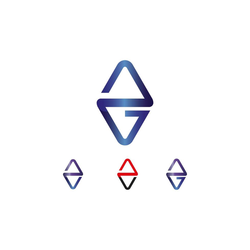 ag comme aa av lettre logo bouton triangle bleu vecteur