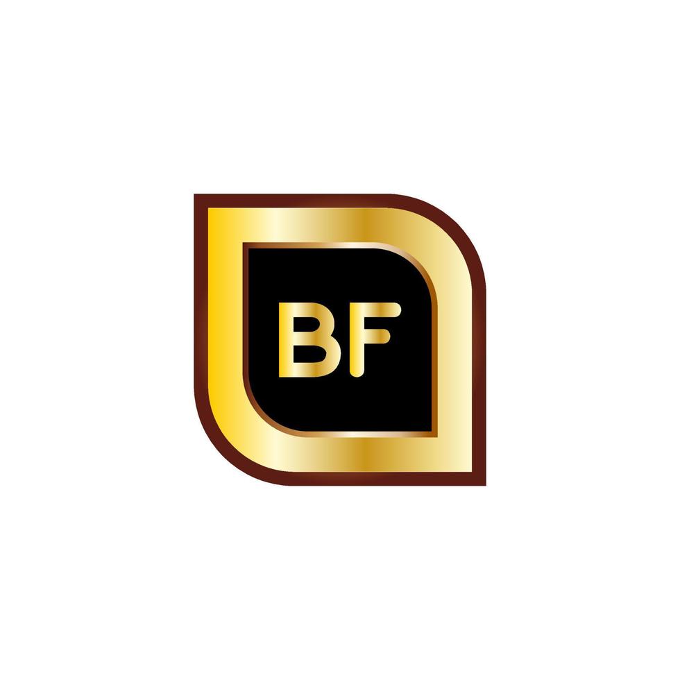 création de logo cercle lettre bf avec couleur or vecteur