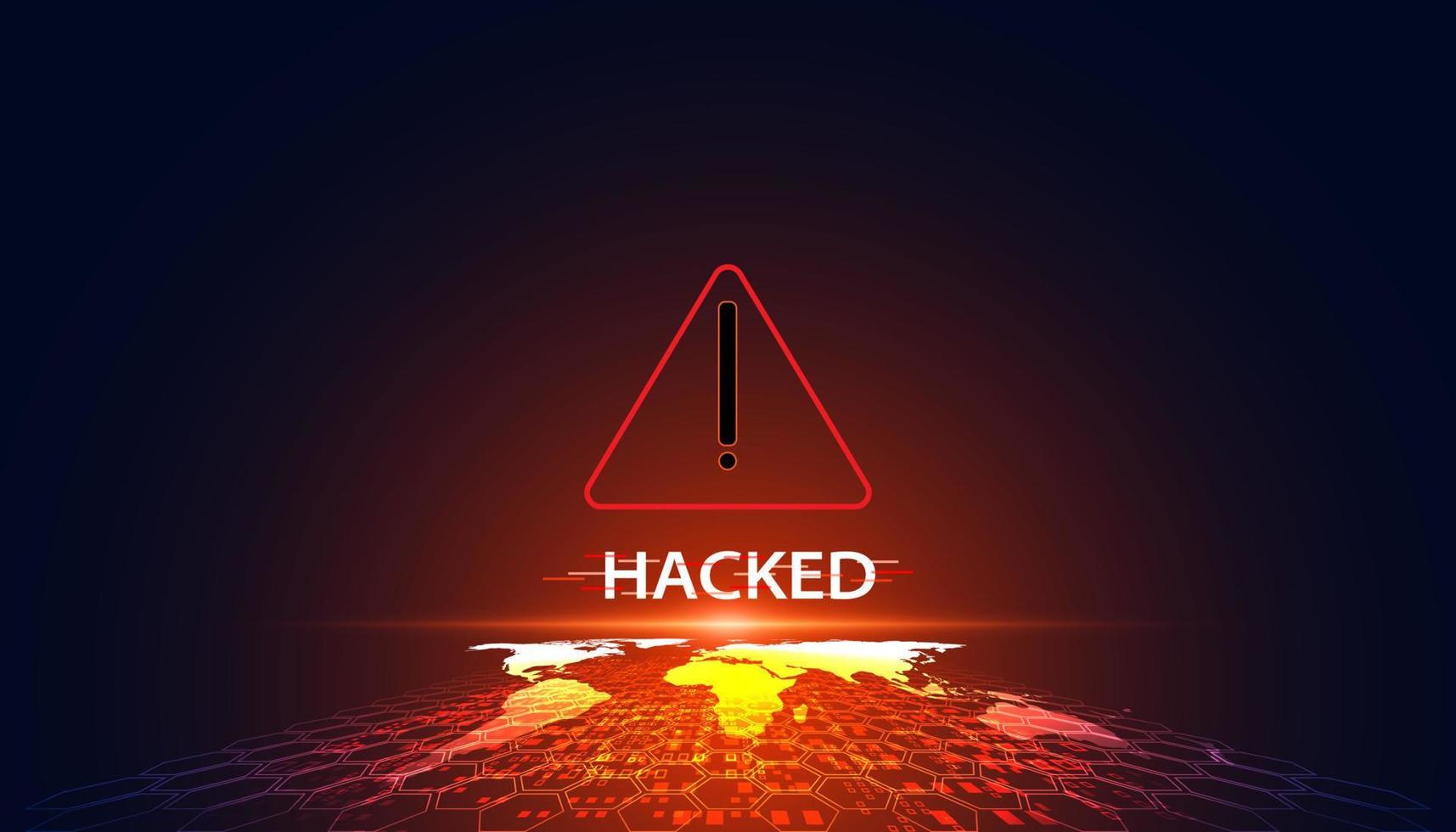 concept abstrait de symbole d'avertissement de piratage du système de piratage avertissement de piratage dans le système de sécurité mondial, mot de passe, mise à jour du système antivol en ligne. vecteur
