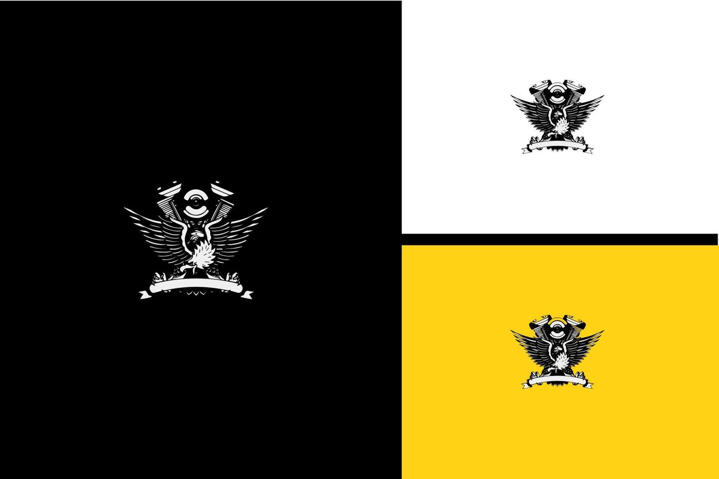 création de logo aigle et machine vecteur noir et blanc