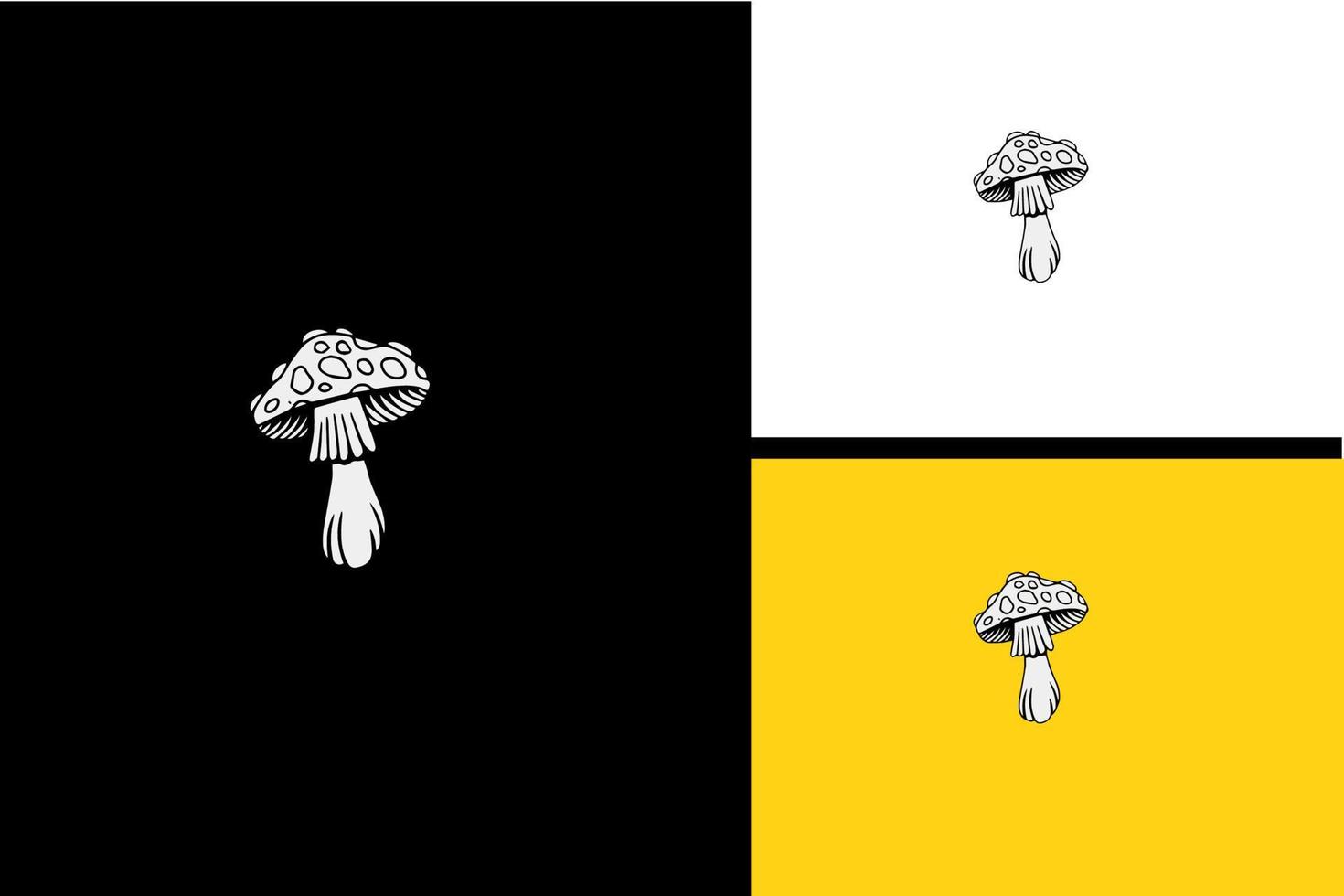 champignon illustration vectorielle noir et blanc vecteur