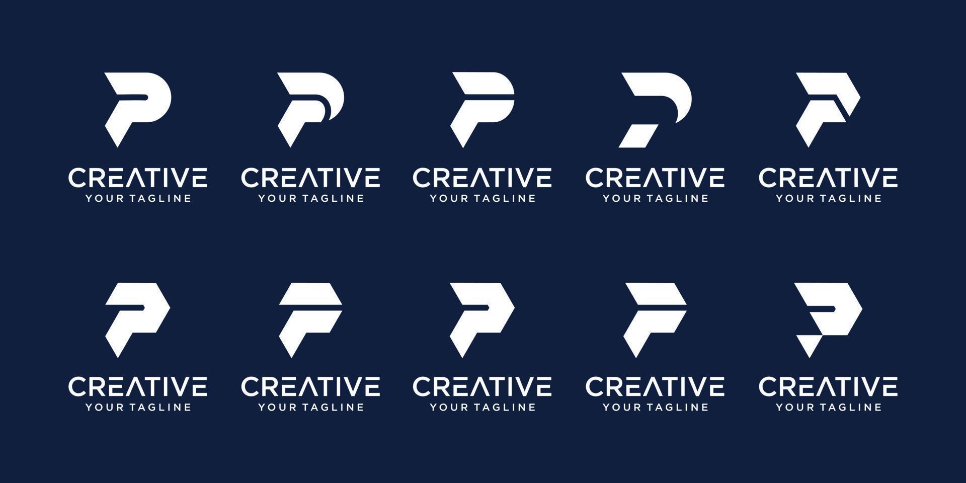 ensemble de modèle de logo abstrait lettre initiale p. icônes pour les affaires de la mode, du sport, de l'automobile, vecteur