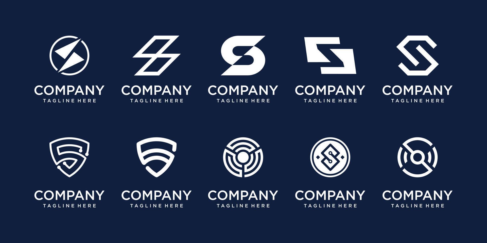 ensemble de modèle de conception de logo lettre initiale s ss collection. icônes pour les affaires de la mode, du sport, de l'automobile, de la technologie numérique. vecteur