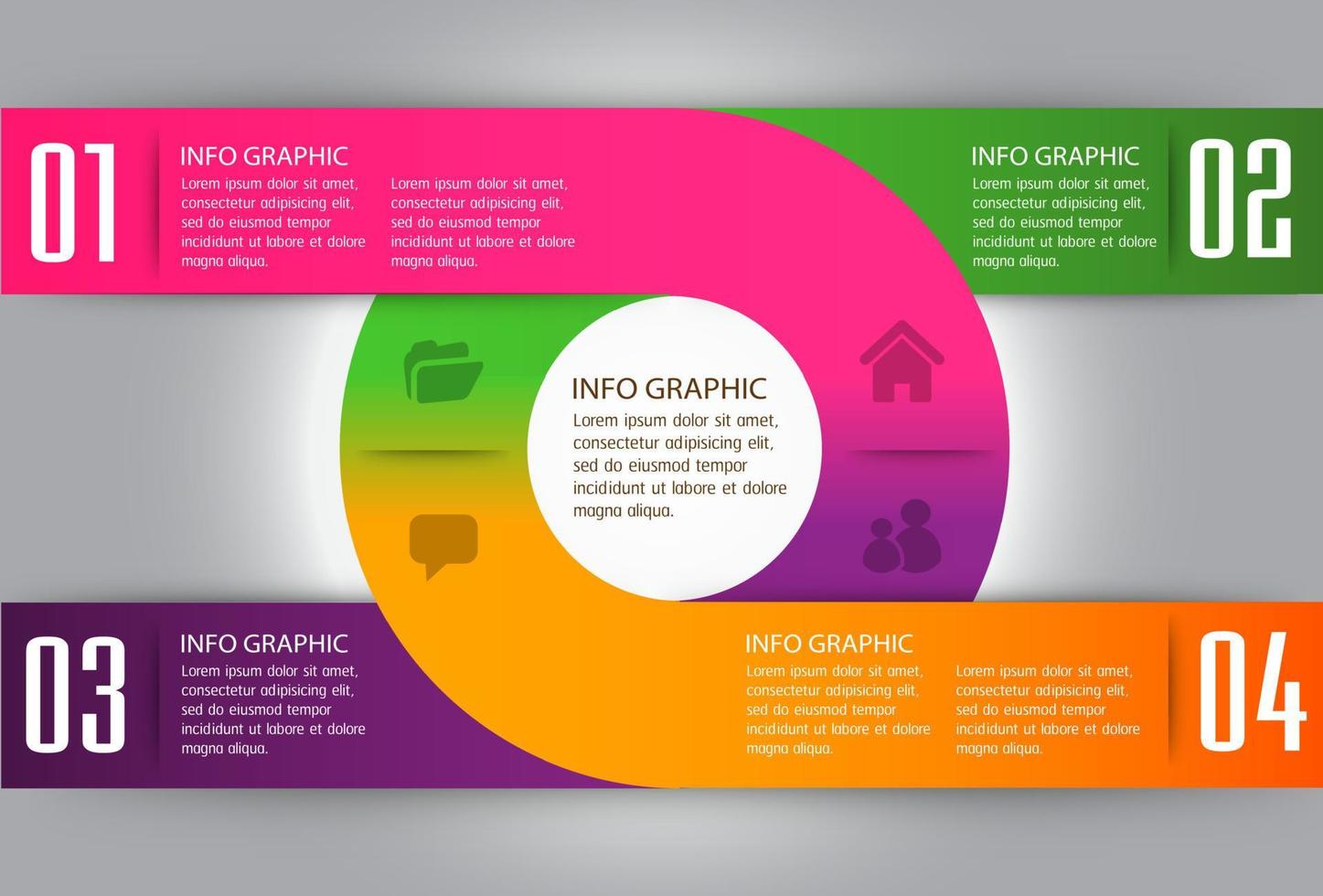 infographie colorée en 4 étapes vecteur