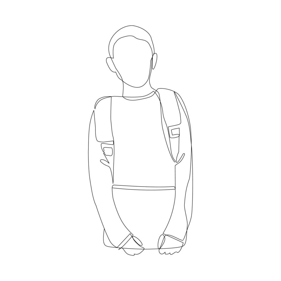 illustration vectorielle d'un écolier avec un sac à dos dessiné dans un style d'art en ligne vecteur