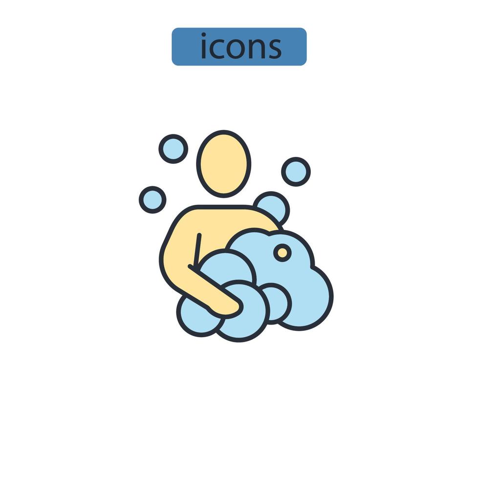 icônes de lavage corporel symbole éléments vectoriels pour le web infographique vecteur