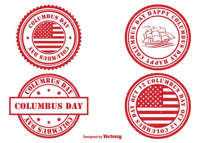 Ensemble de timbres de jour de Columbus vecteur