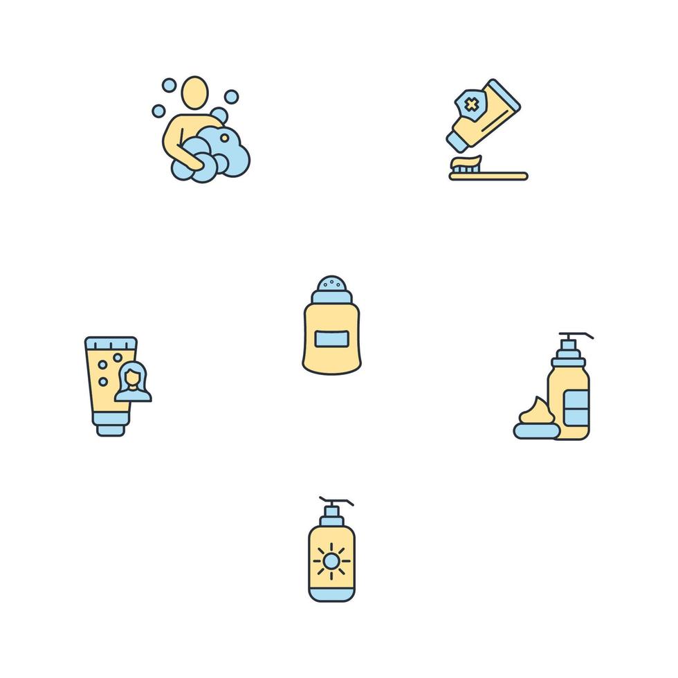 ensemble d'icônes de toilette de voyage. voyage articles de toilette pack symbole éléments vectoriels pour le web infographique vecteur