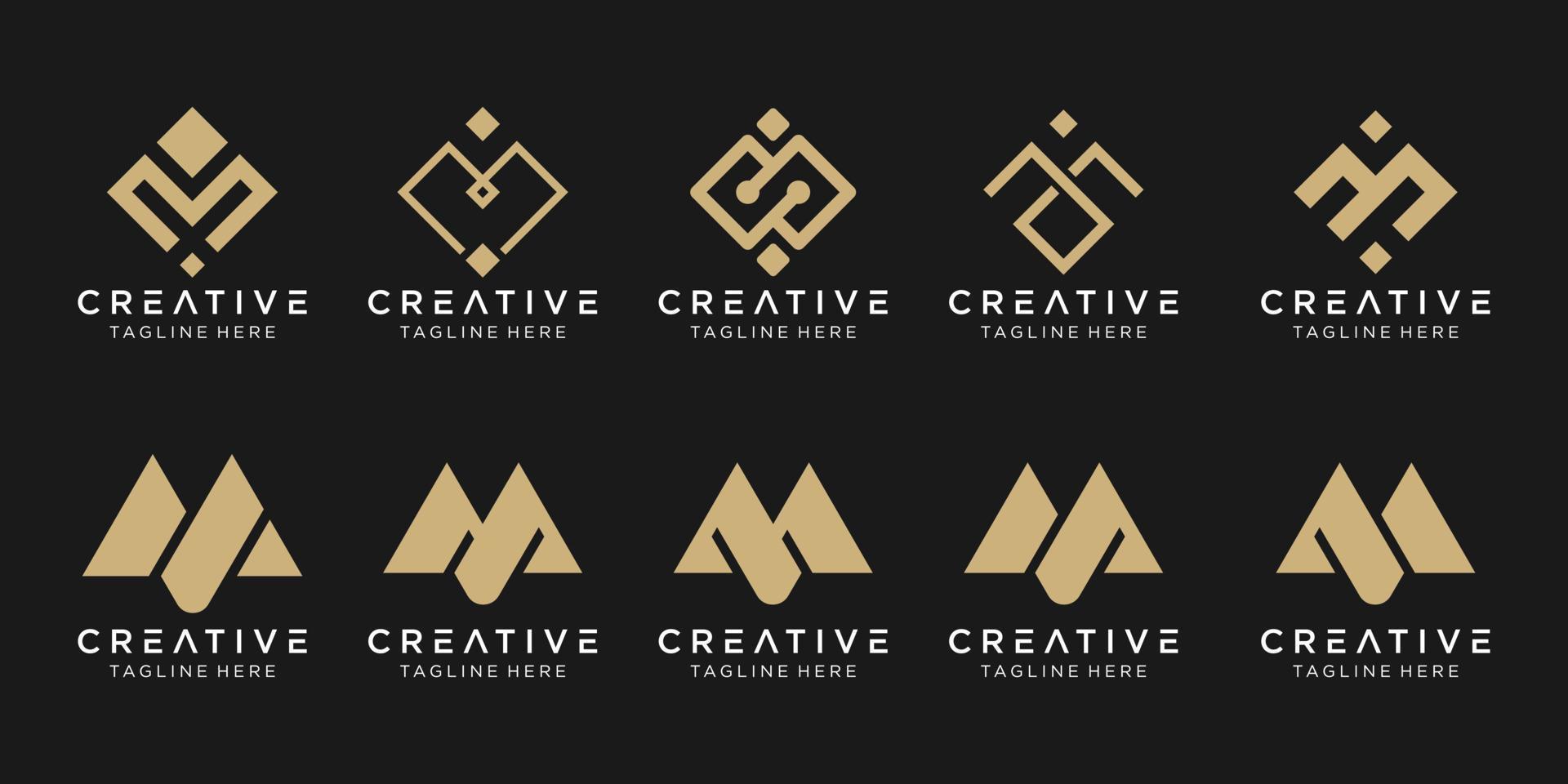 ensemble de modèle de logo abstrait monogramme m. icônes pour les affaires de la mode, du sport, du pixel, de la technologie. vecteur