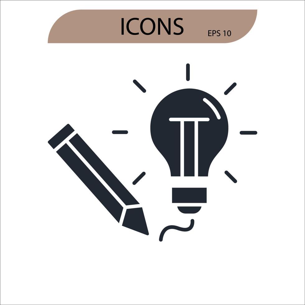 éléments de vecteur de symbole d'icônes de créativité pour le web infographique
